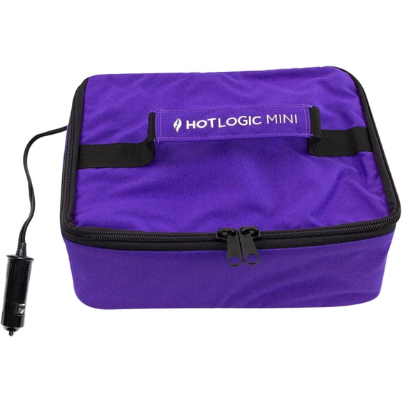 HOTLOGIC Mini Portable Electric Lunch Box Food Heater - Innovative Food Warmer and Heated Lunch Box for Adults Car/Home - Easily Cook, Reheat, and Keep Your Food Warm - Purple (12V)