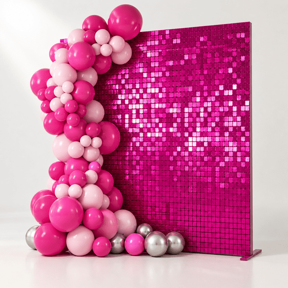 HotPink 24Pcs Shimmer Sequin Wall Backdrop Panels for Event Photography and Decor