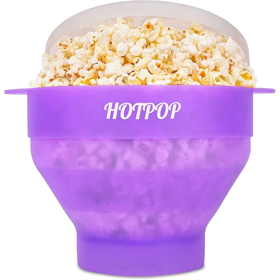 HotPop Microwave Popcorn Popper | Collapsible Silicone Popcorn Maker | BPA-Free | Color: Transparent Purple