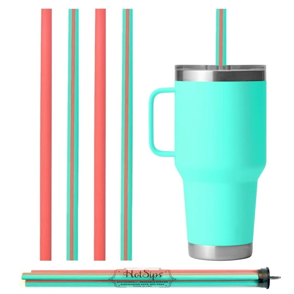 HotSips Reusable Ergonomic Drinking Straws in travel case, Made in USA, For Hot and Cold Beverages, Water, Coffee, Tea - (4 - 9.5 Long)