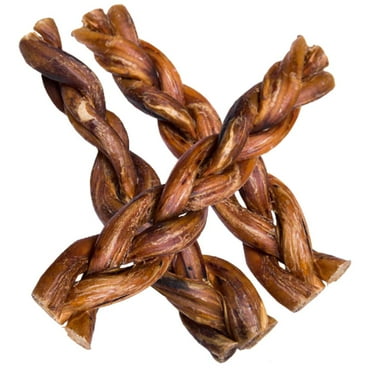 HotSpot Pets Braided Bully Sticks for Dogs All Natural Long Lasting Twisted Beef Pizzle Dog Chews