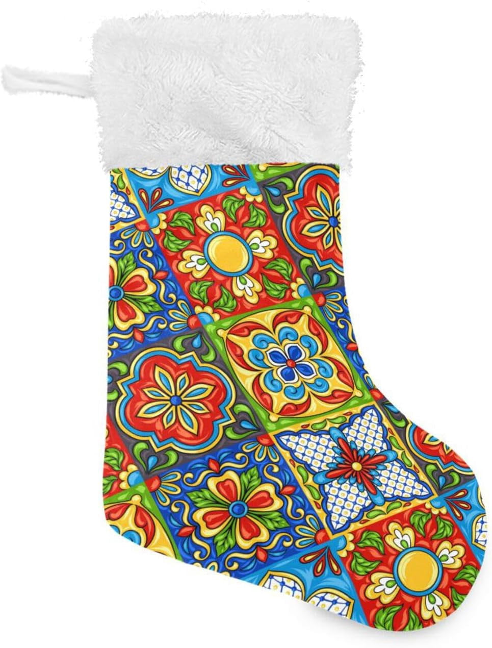 Hotbar 1 Pack Mexican Ceramic Tile Christmas Stockings 17.7 Inch Gift
