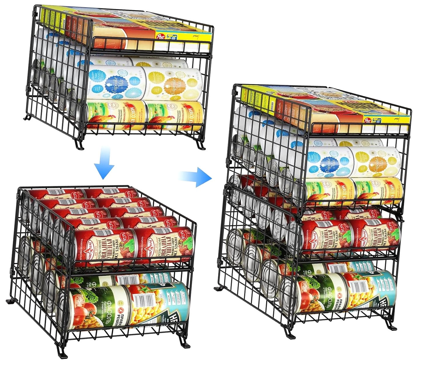 Hotbar 2 Pack 2 Tier Stackable Can Organizer for Pantry, Can Rack ...