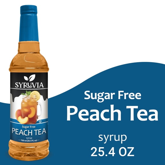 Syruvia Sugar Free Peach Tea Flavored Syrup for Drinks, Cocktails, Lemonades, Iced Teas and Desserts 25.4 fl oz