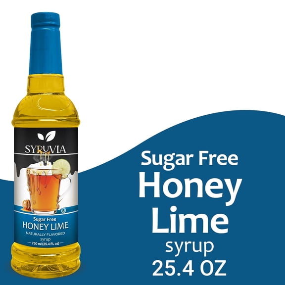 Syruvia Sugar Free Honey Lime Flavored Syrup for Drinks, Cocktails, Mocktails, Iced Teas and Desserts 25.4 fl oz