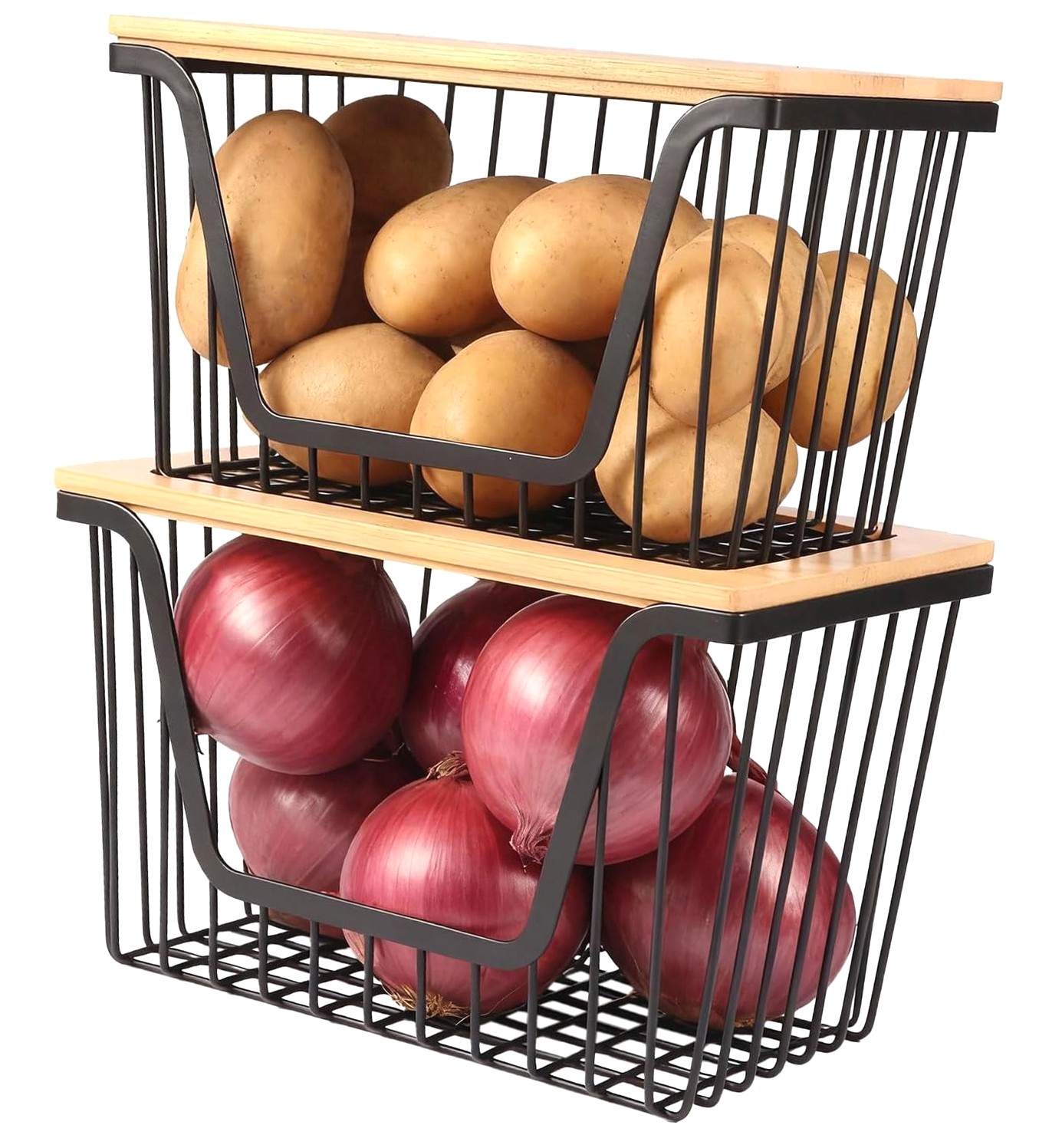 Hotbar 2 Pack Onion and Potato Storage Bins, Stackable Pantry