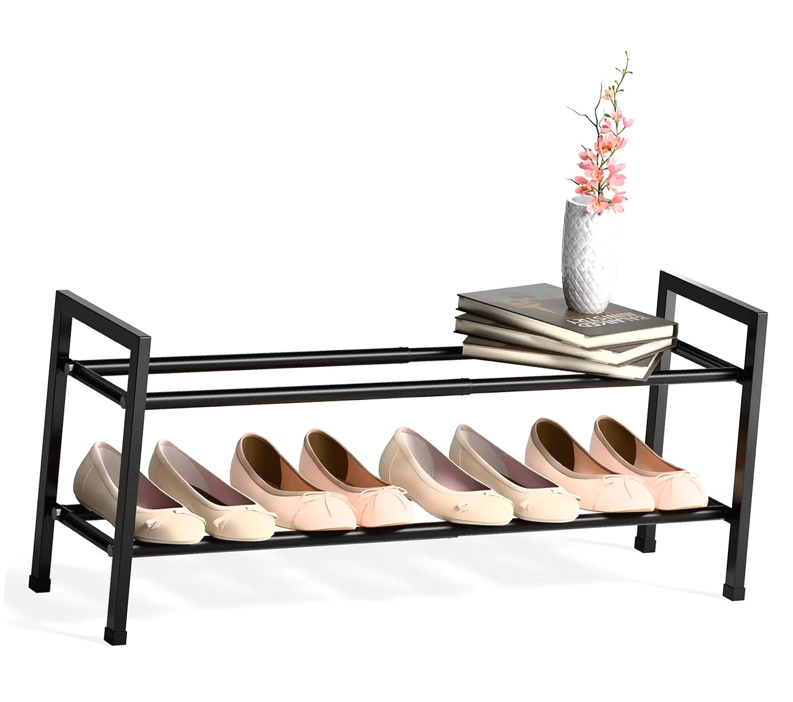 Hotbar 2 Tier Expandable Shoe Rack for Closet, 18 to 33 Inch Shoe Rack ...
