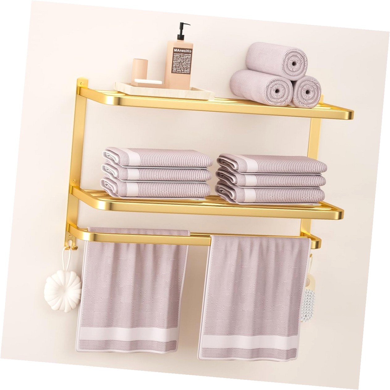 Hotbar 23 Inch 3-Tier Racks for Bathroom with Bars Multilayer Hotel ...