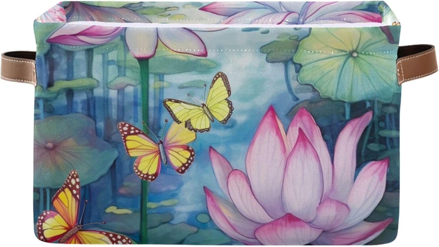 Hotbar 2PCS Storage Basket Lotus Painting Large Foldable Storage Bin
