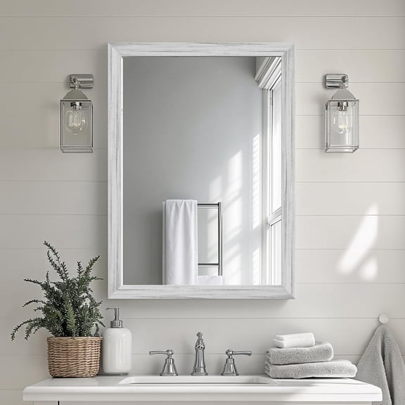 Ultrue UTBM0RT01WW05575 White Wood Effect 22x30 Framed Wall Mirror