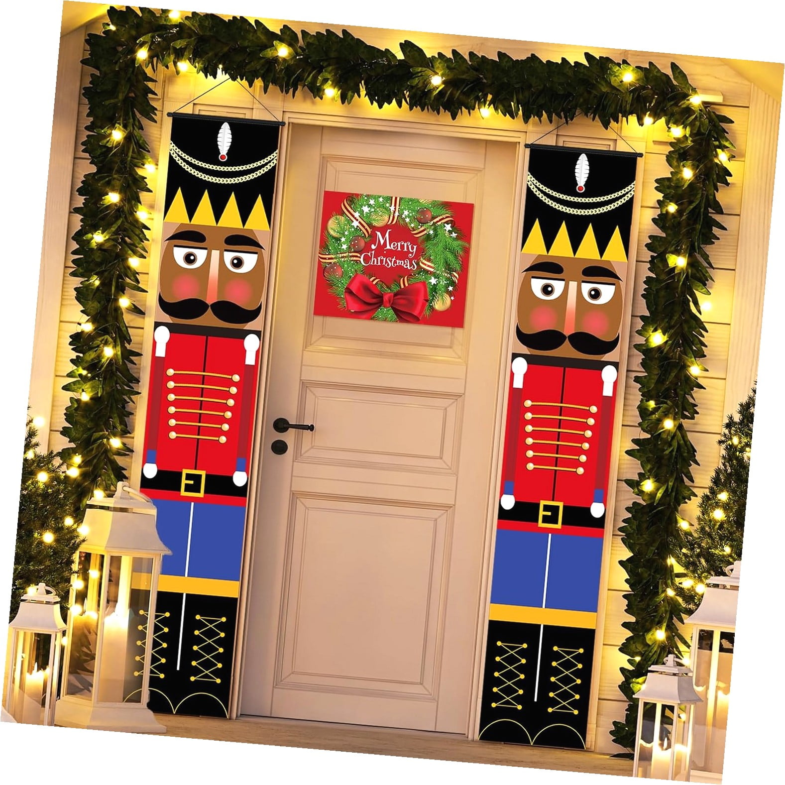 Hotbar 3 Piece Soldier Model Banners with Xmas Wreath Banner Porch Sign ...