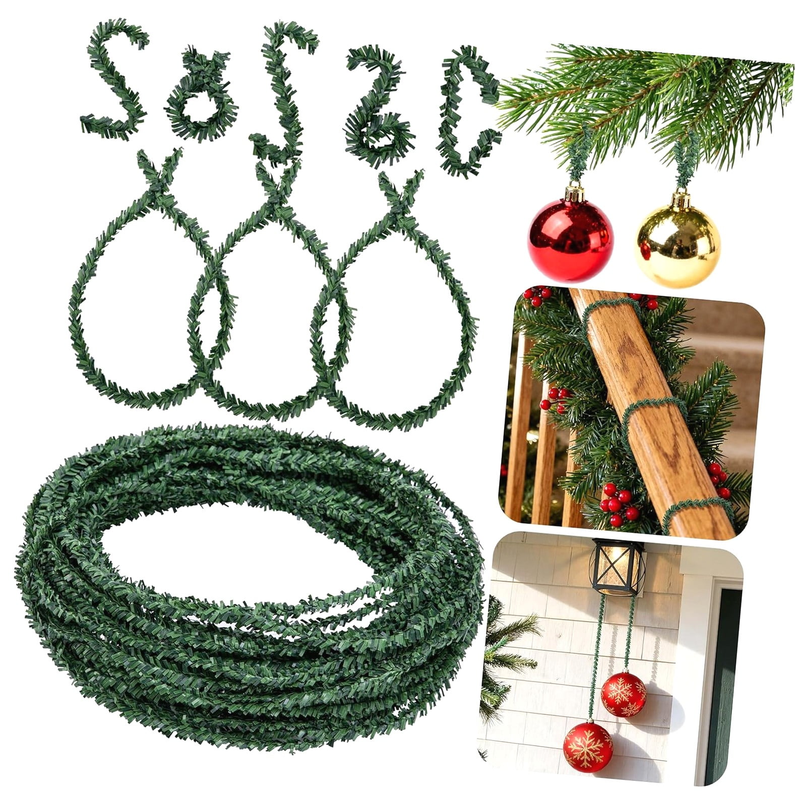 Hotbar 50 Ft Christmas Artificial Pine Wire Garlands, Flexible ...