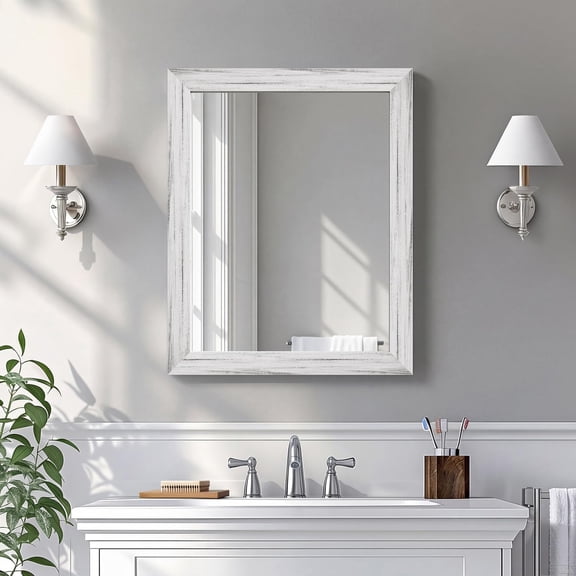 Ultrue UTBM0RT01WW04050 White Wood Effect 16x20 Framed Wall Mirror