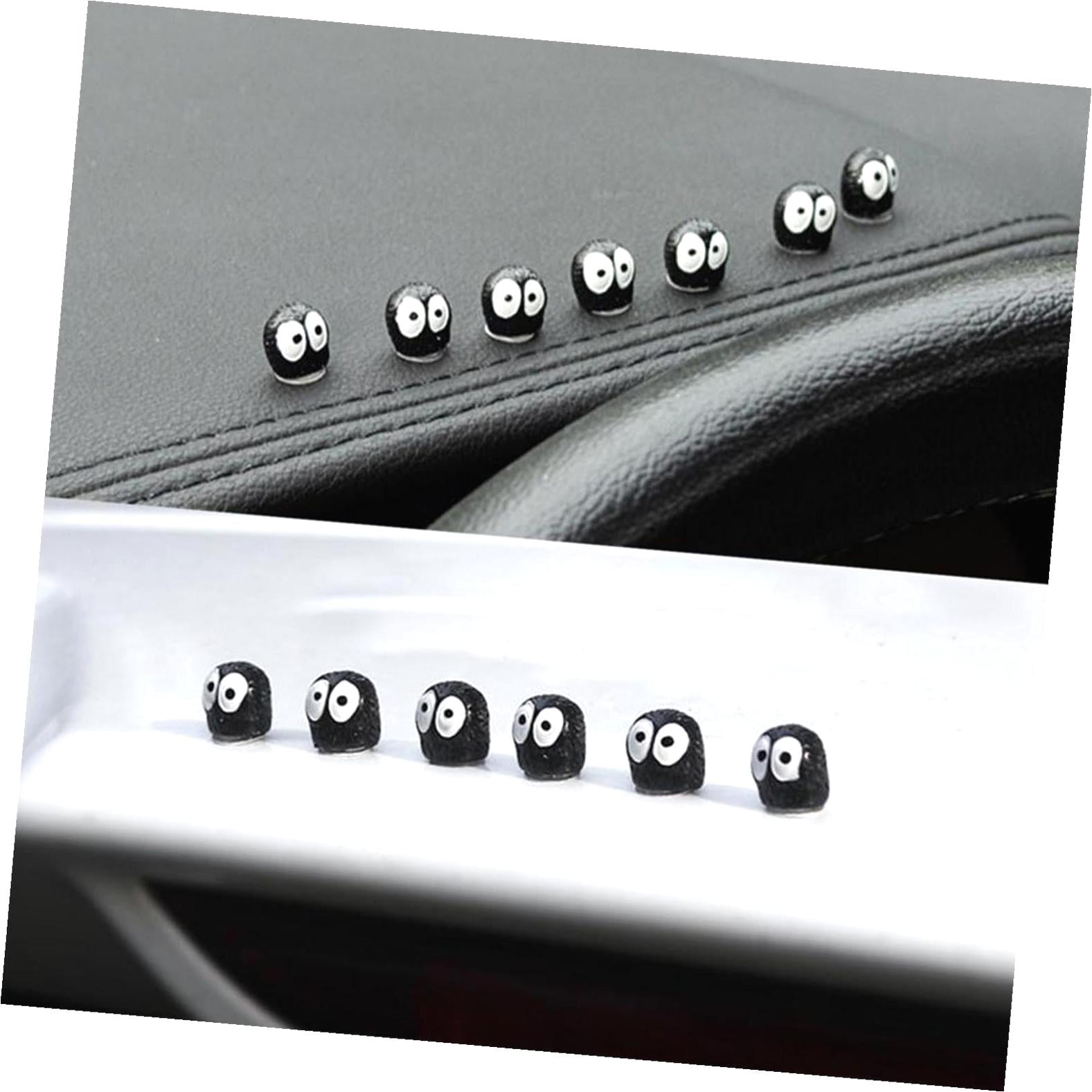 Cute Soot Sprites Car Decor Set – 9 PCS Dashboard & Rearview Mirror Ornaments, Resin, Universal Fit