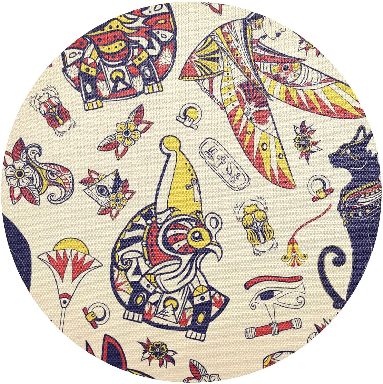 Hotbar Ancient Egypt Round Placemat Set of 6, NonSlip Heat Resistant