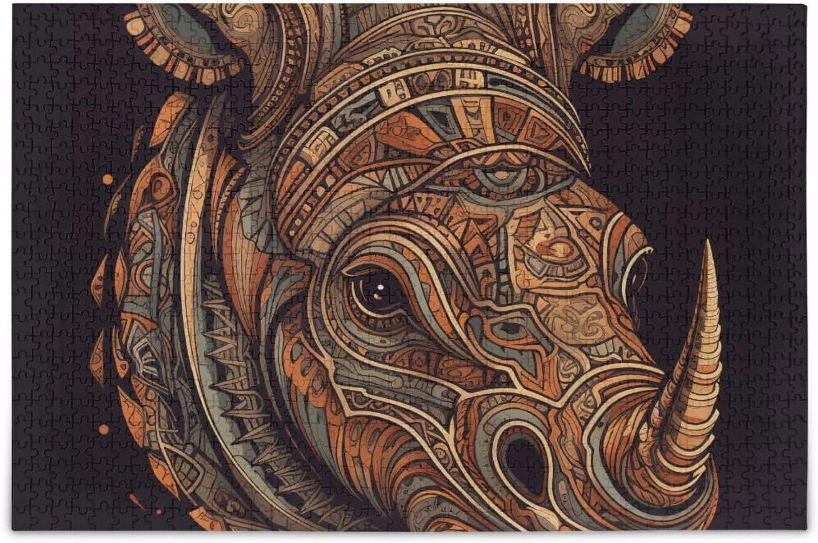 Hotbar Art Rhino Jigsaw Puzzle, 1000 Pieces Paper Wood Composite