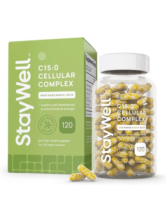 C15:0 Pentadecanoic Acid Supplement | Longevity, Cellular & Membrane Support, Micro-Granule Enhanced Absorption, Phosphatidylcholine, L-Carnitine, Ubiquinol CoQ10 & Tocotrienols 120ct