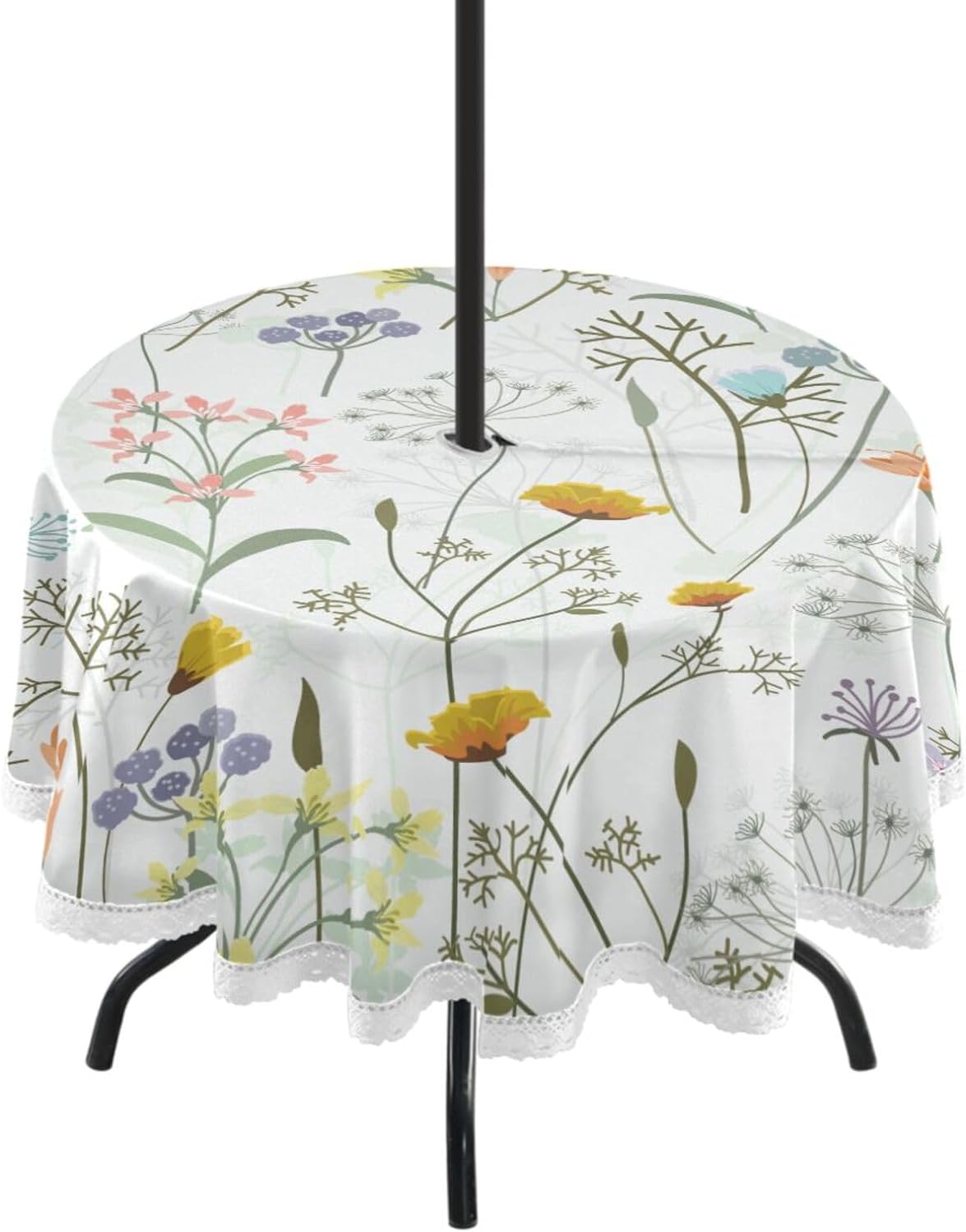 Hotbar Beautiful Flowers Outdoor Tablecloth, Waterproof Fabric Table