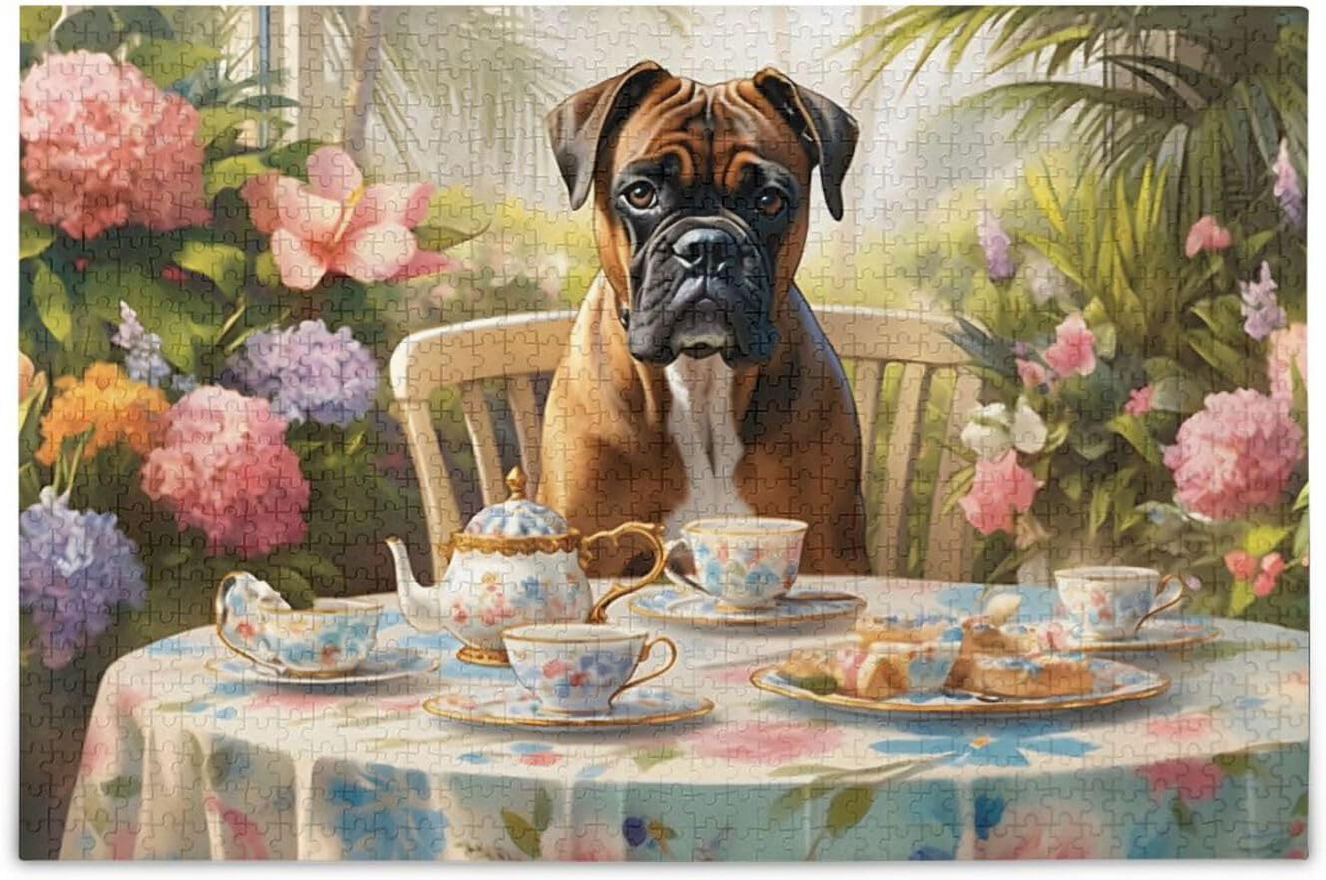 Hotbar Boxer Dog Tea Jigsaw Puzzle 1000 Pieces, Zigsaw Puzzles with