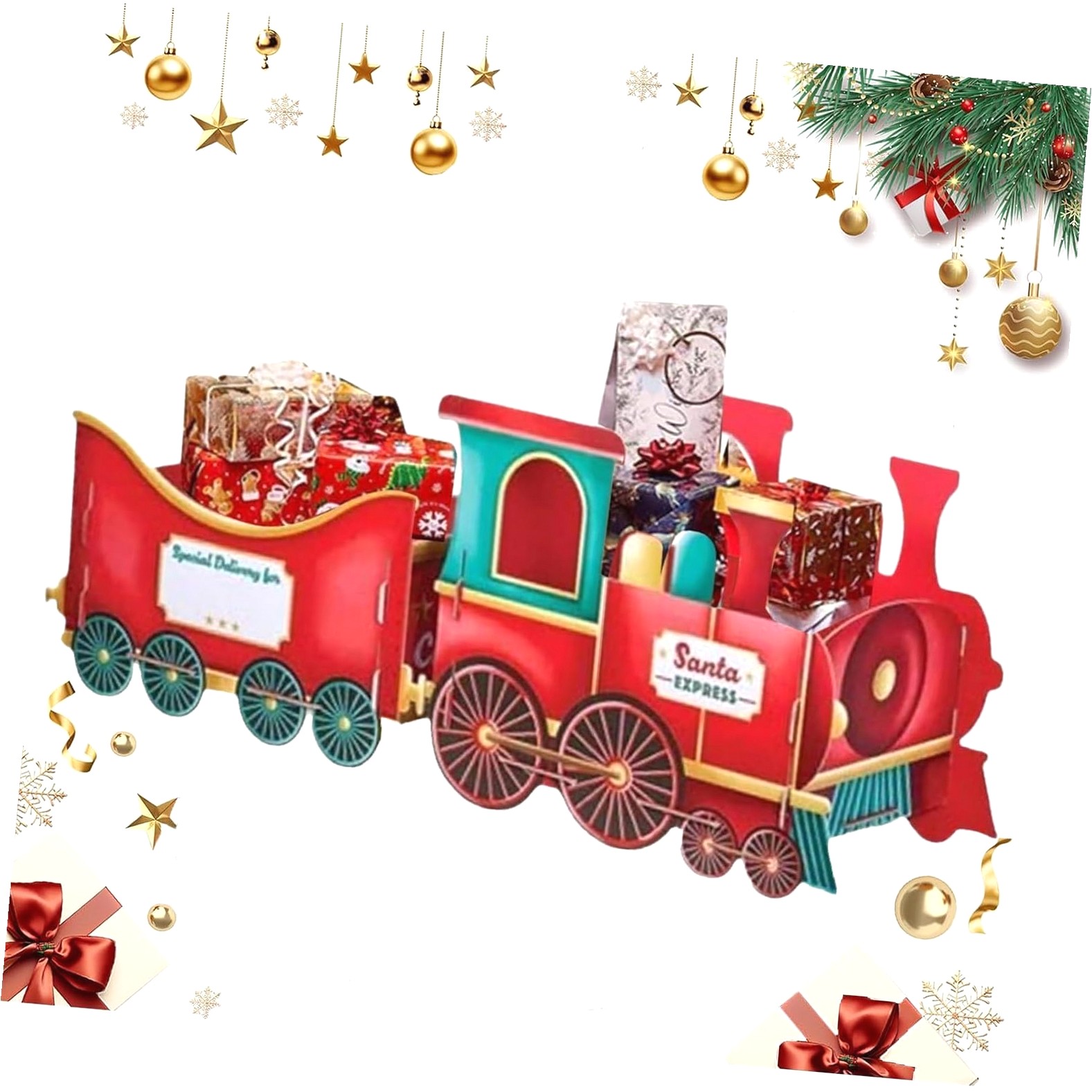 Train Shape Storage Box Hotbar Christmas Train Box Set, Express Holiday Storage Container, Red ...
