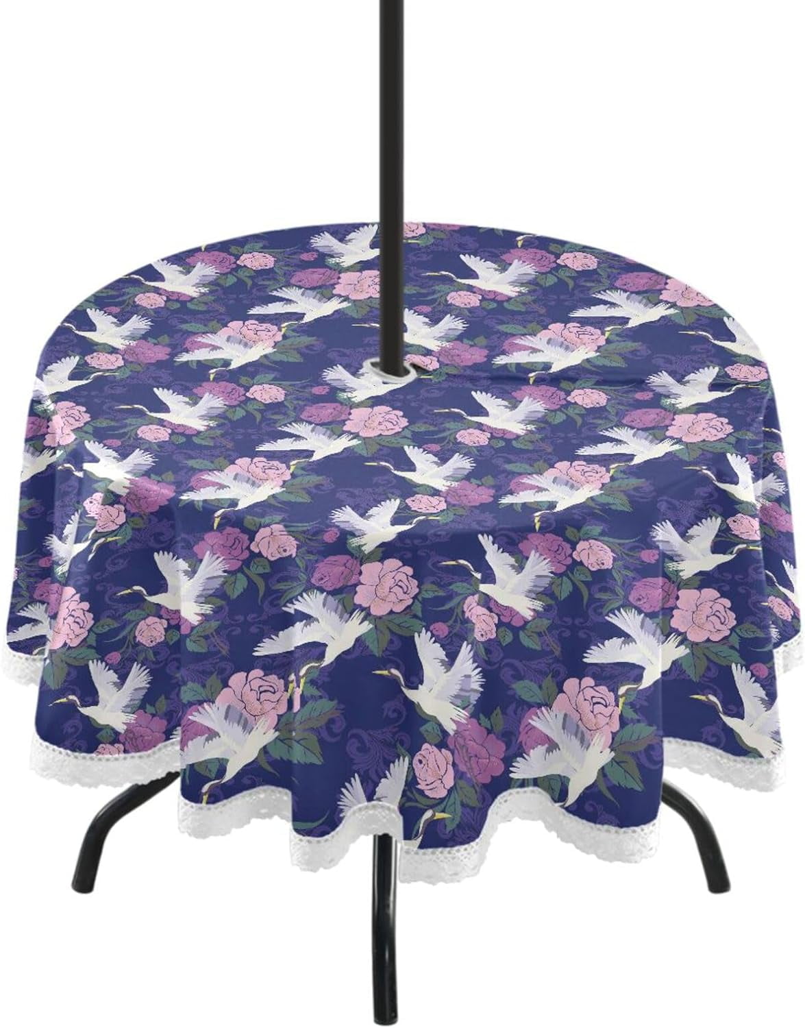 Hotbar Crane Pattern Outdoor Tablecloth, Waterproof Fabric Table Cloth