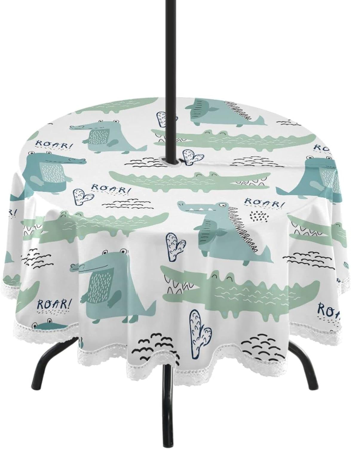 Hotbar Cute Crocodile Outdoor Tablecloth, Waterproof Fabric Table Cloth