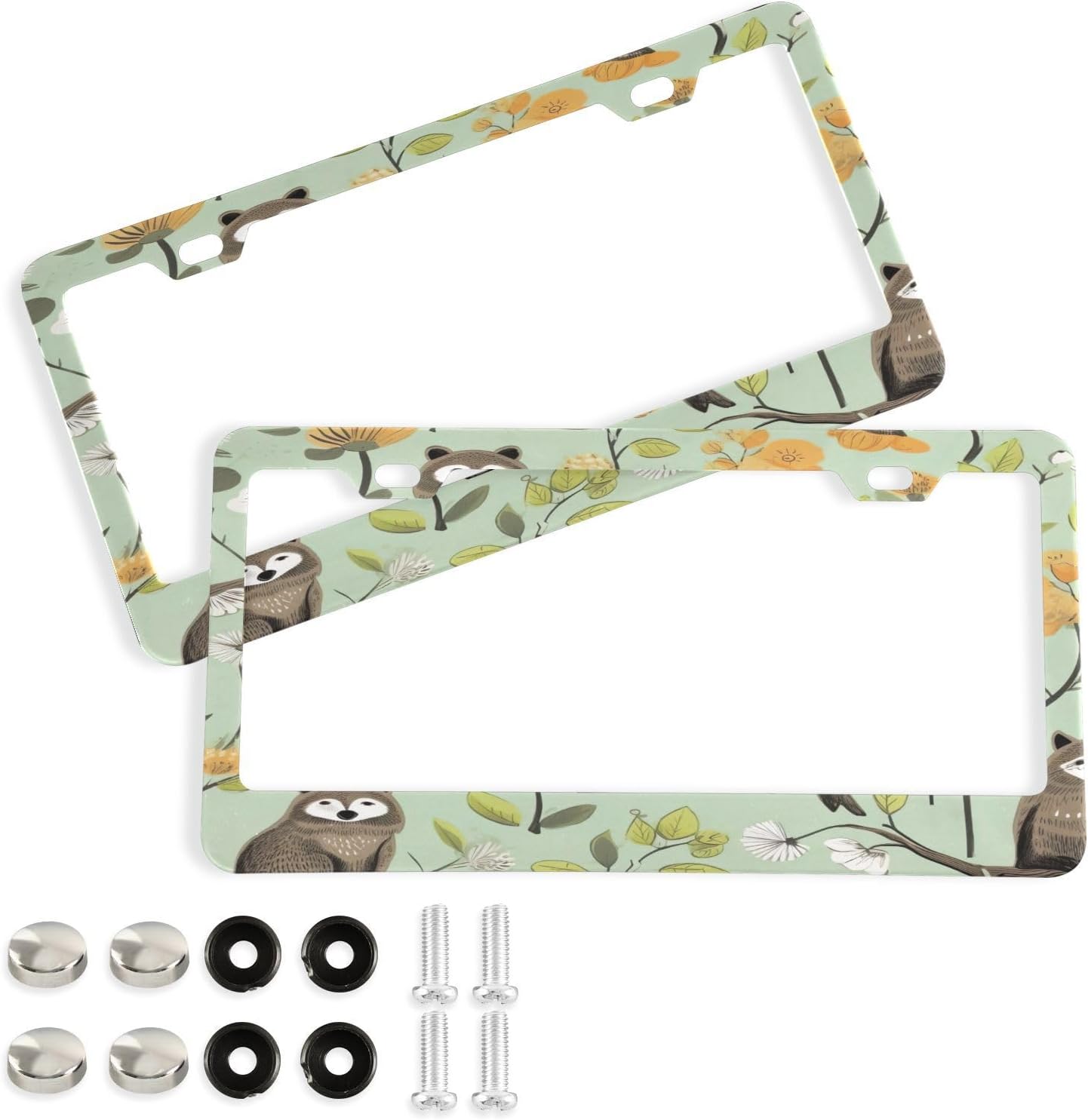 Hotbar Cute Fox Animal License Plate Frames Set of 2, Universal