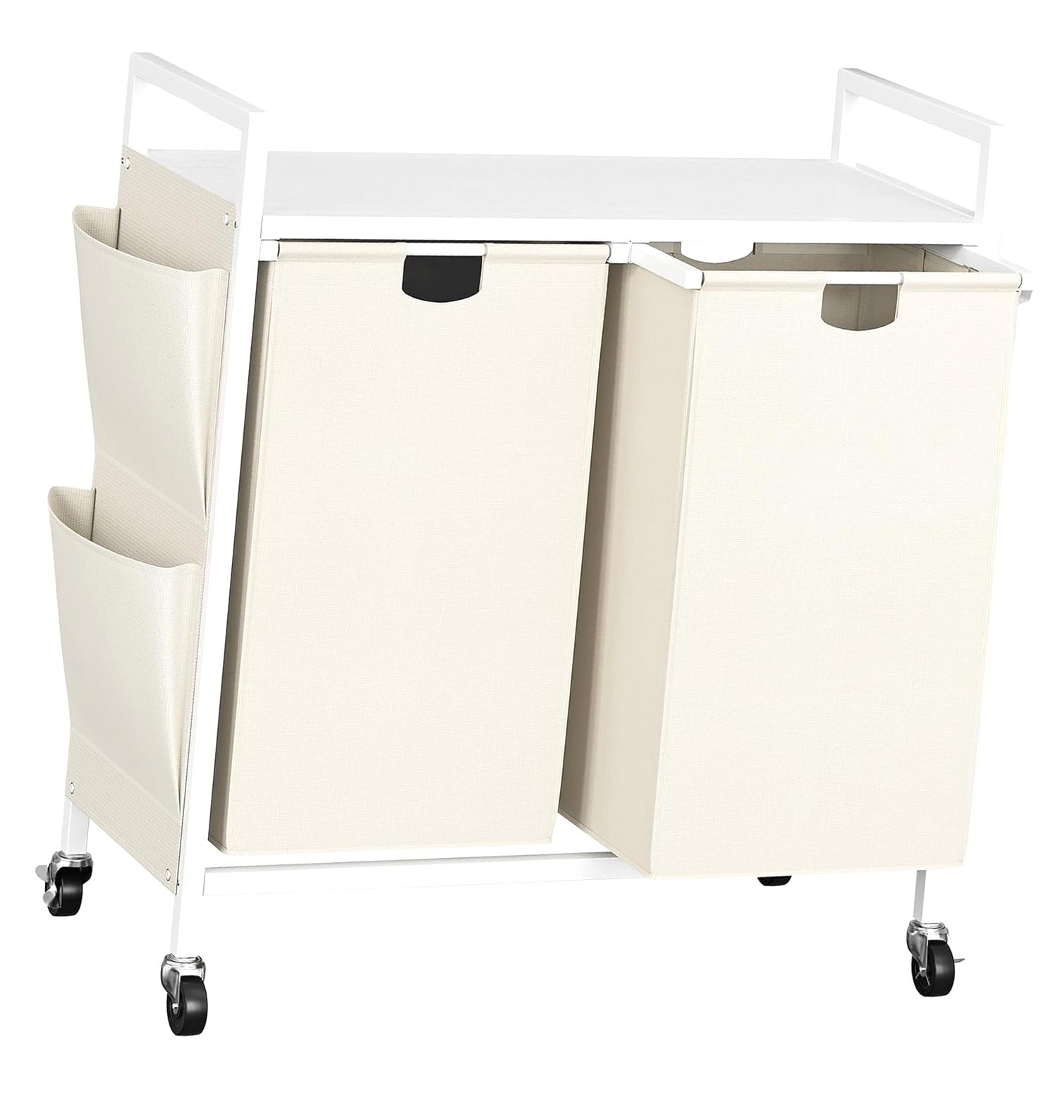Hotbar Double Laundry Hamper with Lid, Rolling Laundry Basket Organizer ...