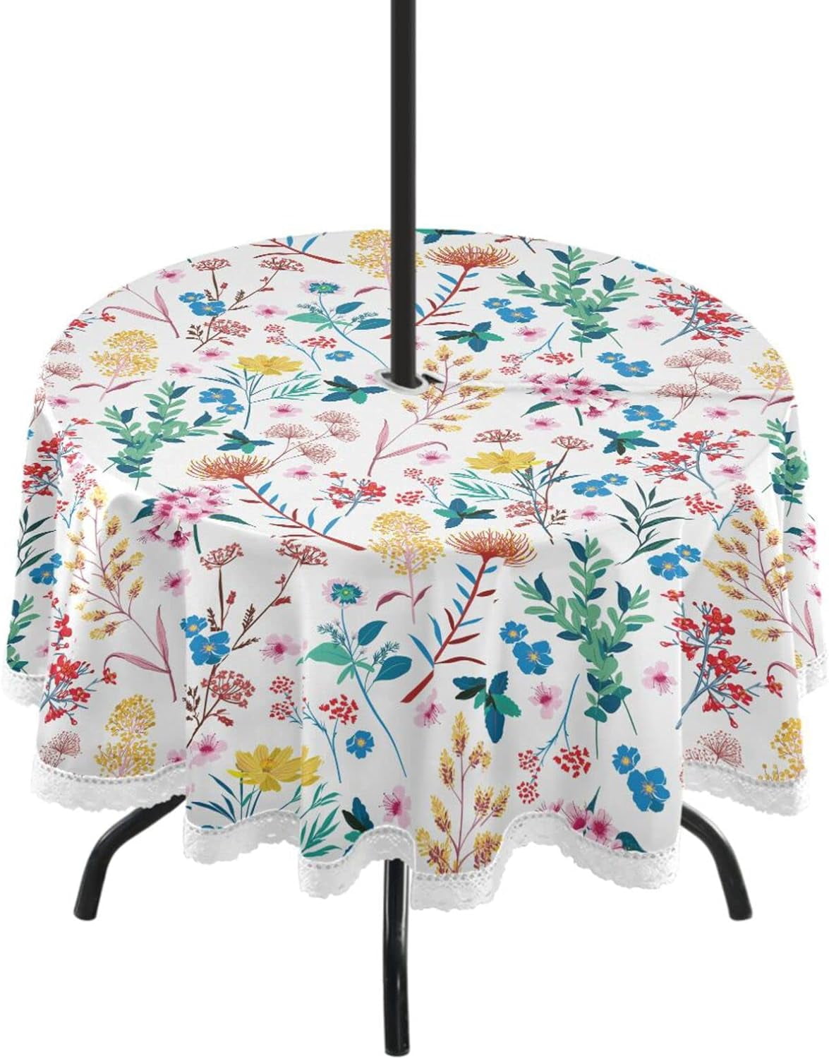 Hotbar Elegant Garden Flora Outdoor Tablecloth, Waterproof Fabric Table