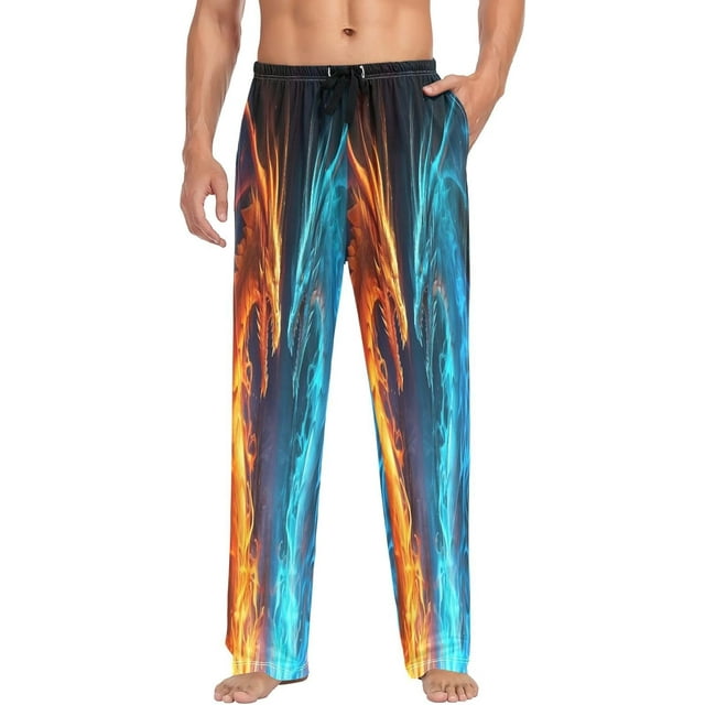 Hotbar Fire and Ice Dragon Men's Pajamas Pants Cotton Sleep Bottoms ...