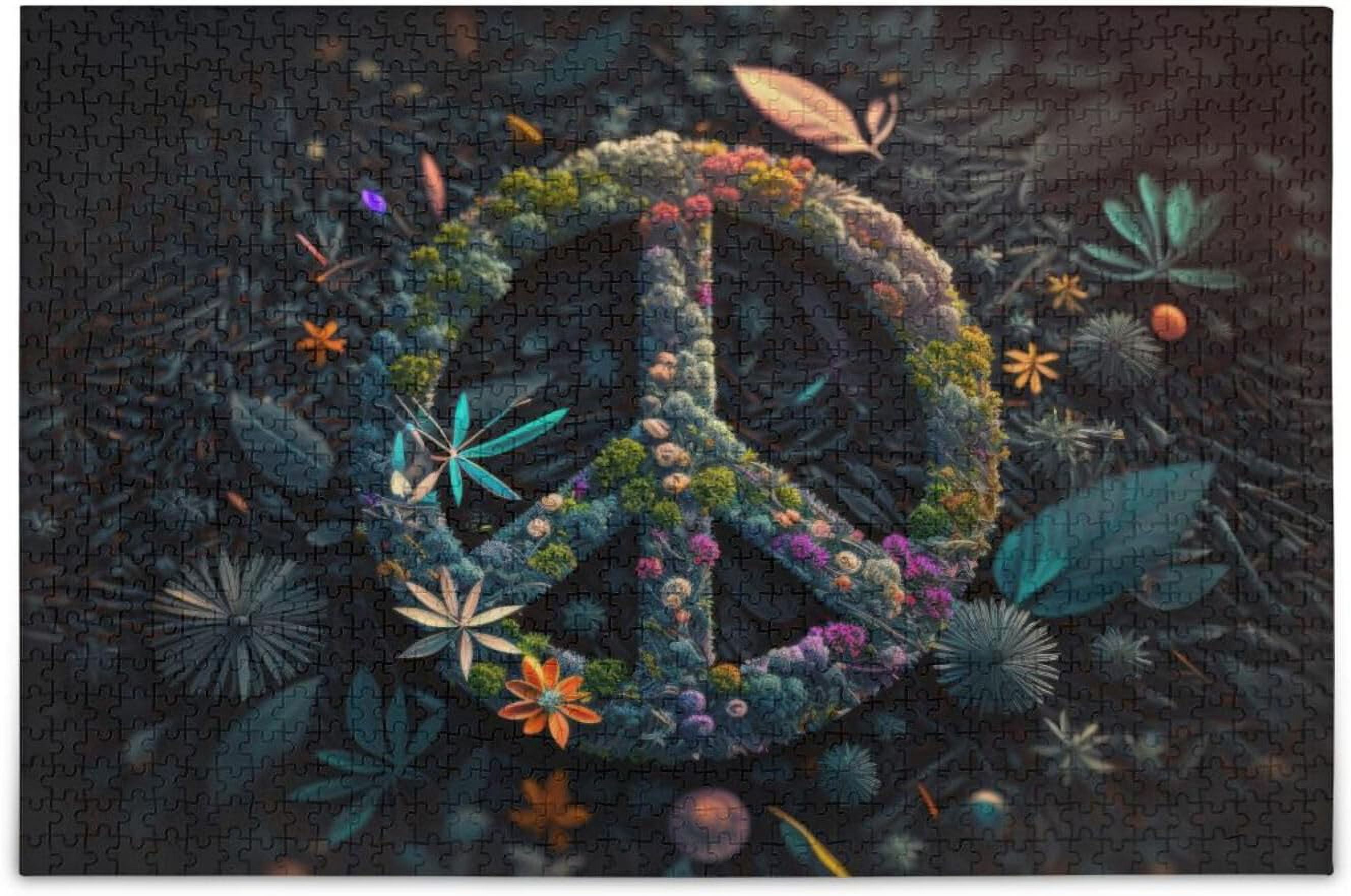Hotbar Flower Peace Symbol Jigsaw Puzzle, 1000 Pieces Paper Wood