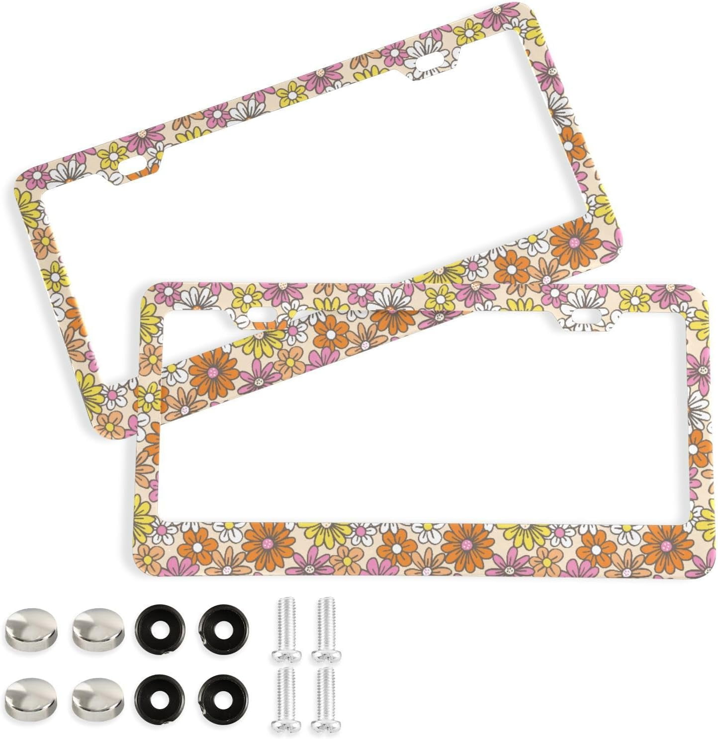 Hotbar Flowers Daisy License Plate Frame, Decorative Aluminum Car Tag