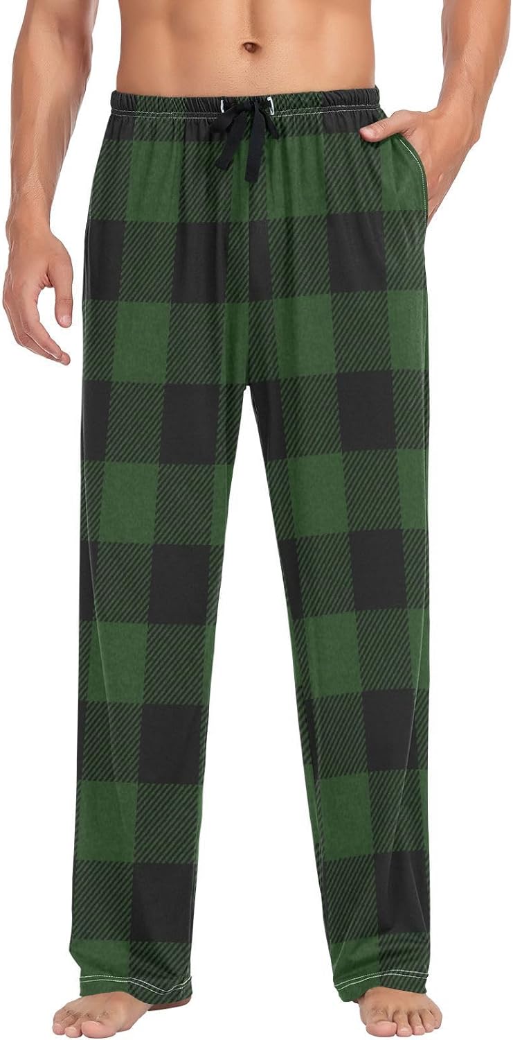 Hotbar Green Plaid Men's Pajama Pants, Cotton Sleep Lounge Pant ...