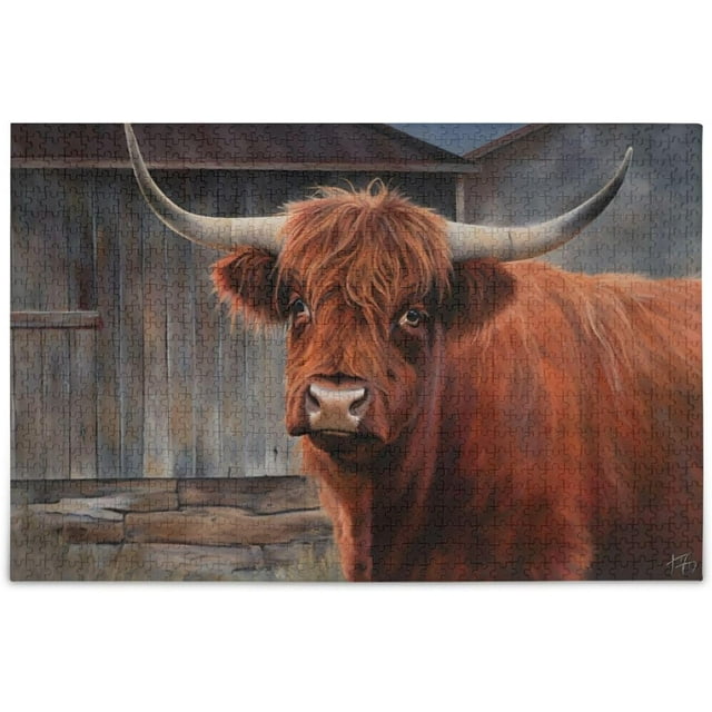 Hotbar Jigsaw Puzzle 1000 Pieces Barn and Cow Picture for Adults Family