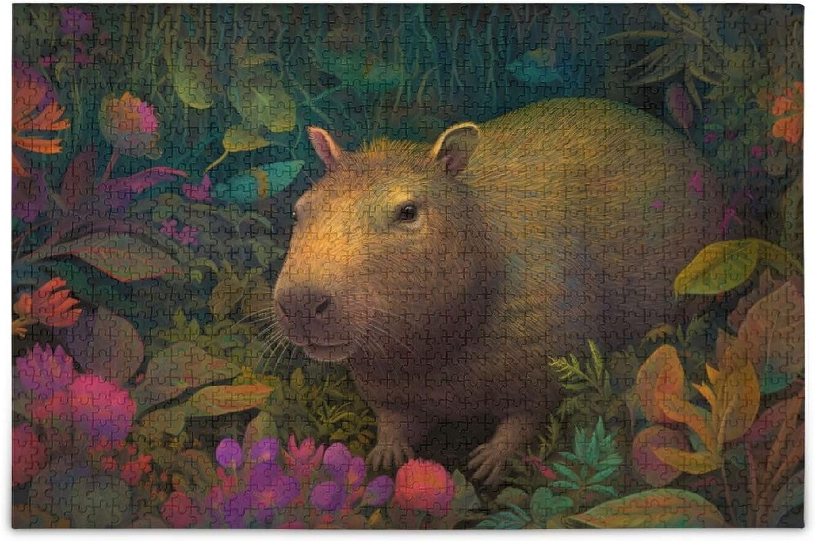 Hotbar Jigsaw Puzzle 1000 PiecesCapybara and Flowers for Adults