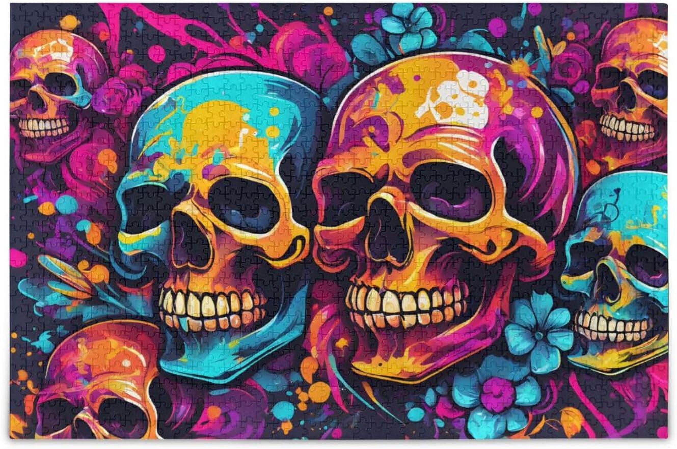 Hotbar Jigsaw Puzzle 500 Pieces Skull Graffiti Style Picture for Adults