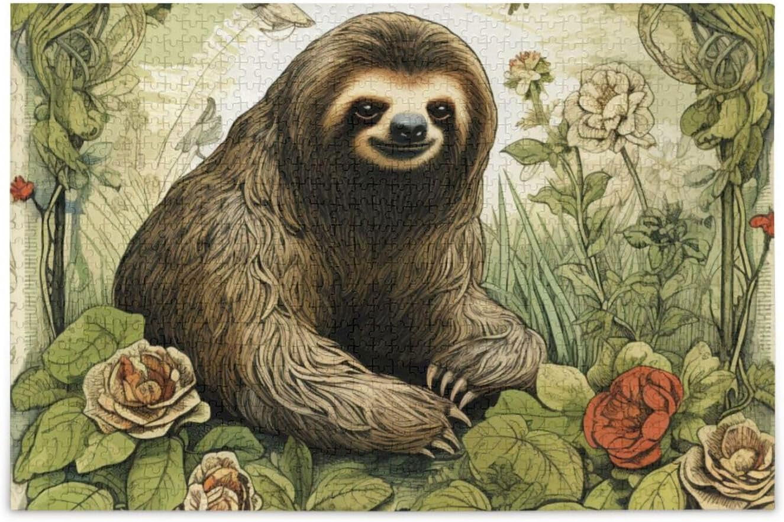 Hotbar Jigsaw Puzzle Vintage Sloth Portrait 500 Pieces, Zigsaw with