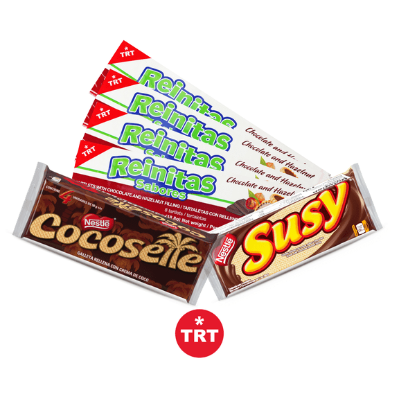 Venezuelan Cookie Variety Susy Maxi, Cocosette & Reinitas Cookie Pack, 3 x 4-Packs (12pcs, 1000g Total)