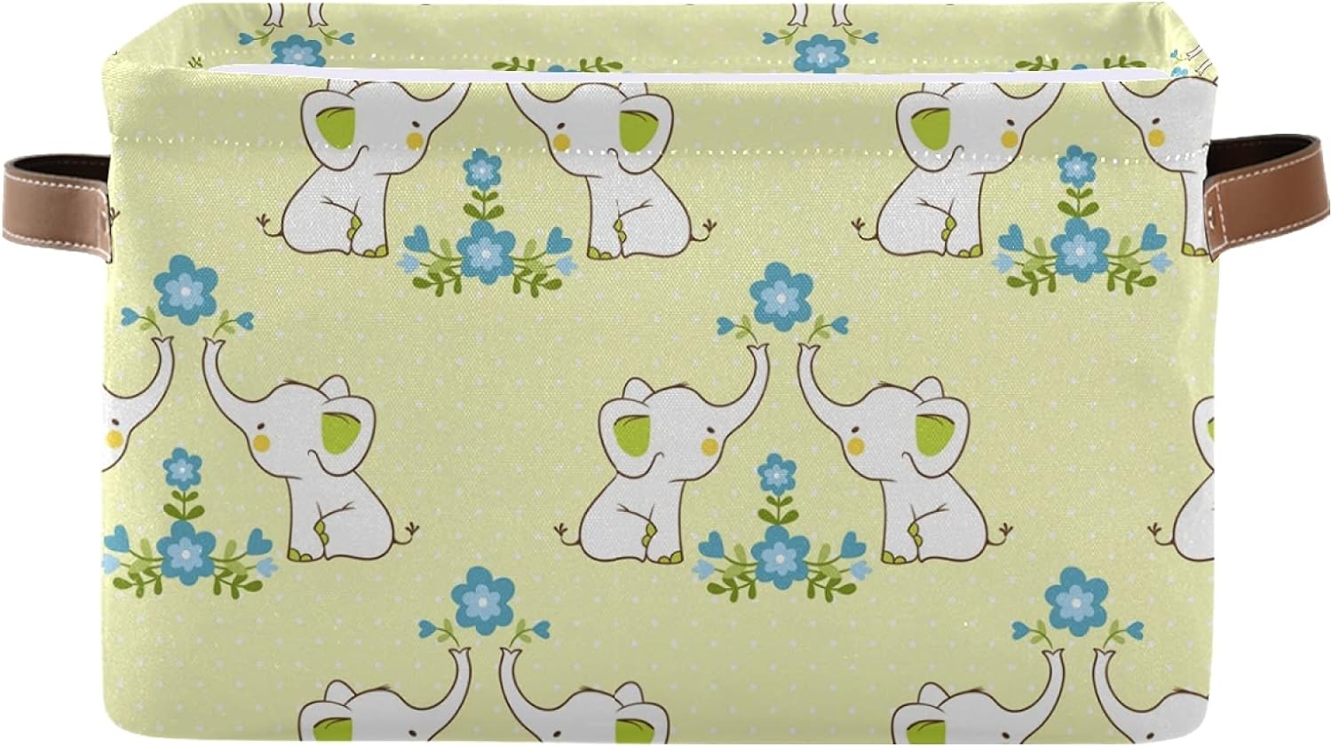 Hotbar Large Foldable Storage Bin Cute Floral Elephants Fabric Storage