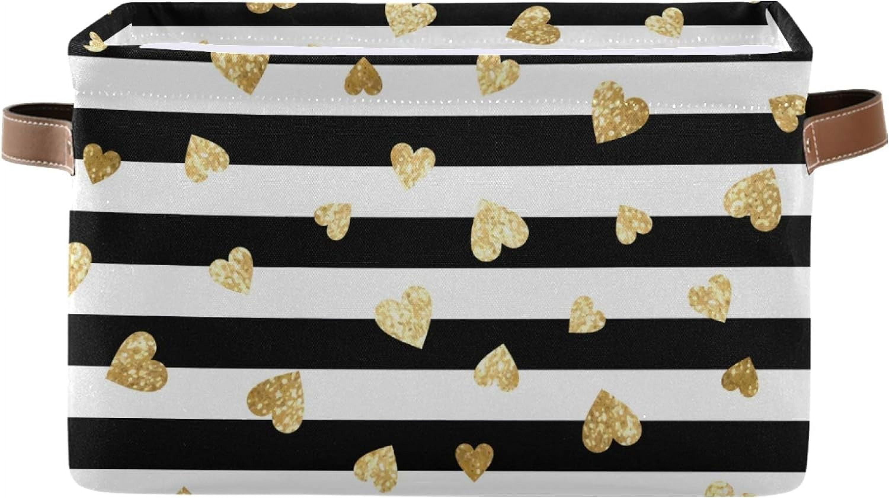 Hotbar Large Foldable Storage Bin Gold Glitter Hearts Fabric Storage ...