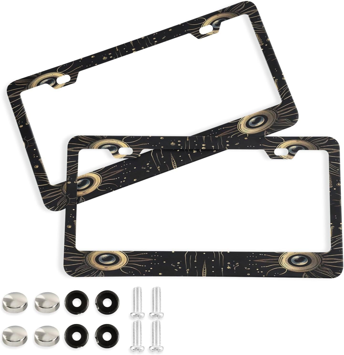 Hotbar Magic Eyes License Plate Frames Set of 2, Universal Aluminum License Plate Holders 2