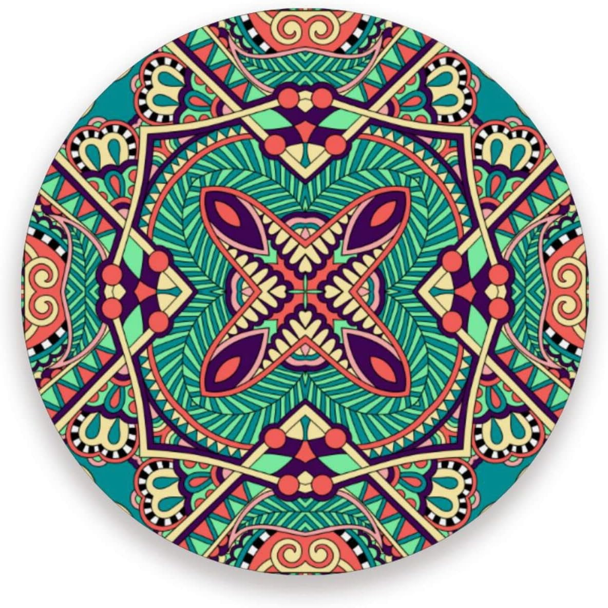 Hotbar Mandala Print Coasters for Drinks Set of 4, Absorbent Ceramic ...