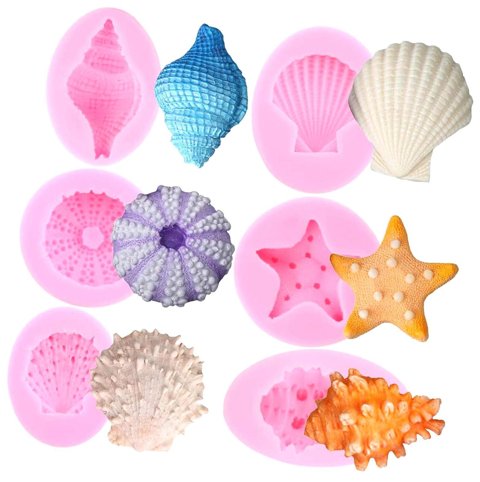 Seashell Silicone Molds 4 Pack - Conch & Shell Molds For Chocolate, Fondant, Resin, Cake Decor