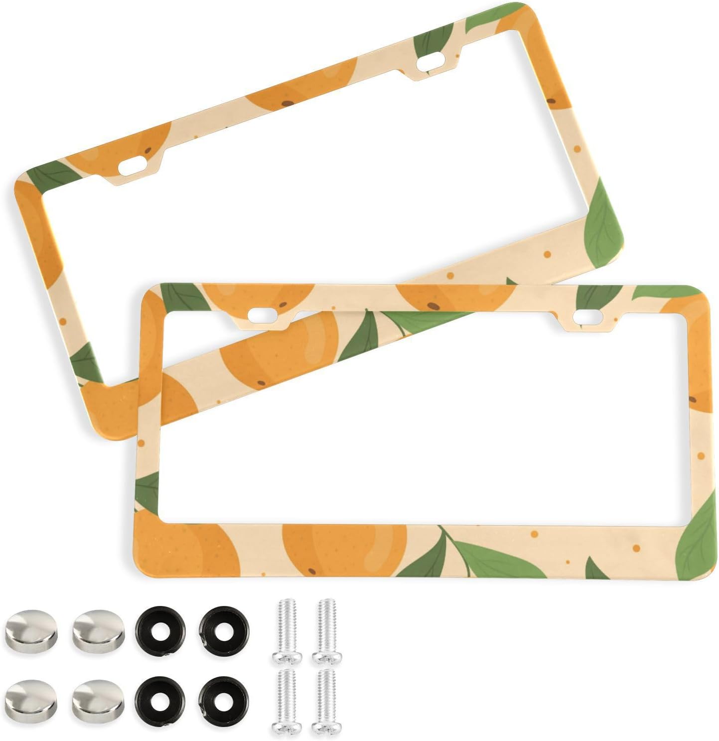 Hotbar Orange License Plate Frames 2 Pack, Waterproof Aluminum Alloy Car Tag Holder 2 Holes