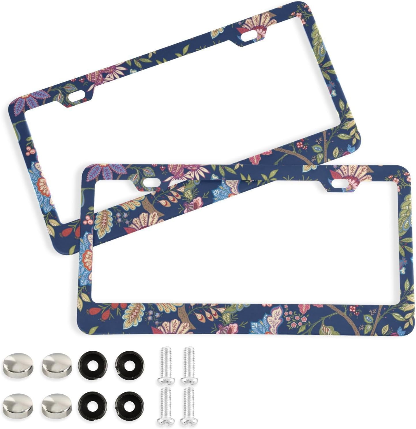 Hotbar Paisley Flower License Plate Frames 2 Pack, Waterproof Aluminum