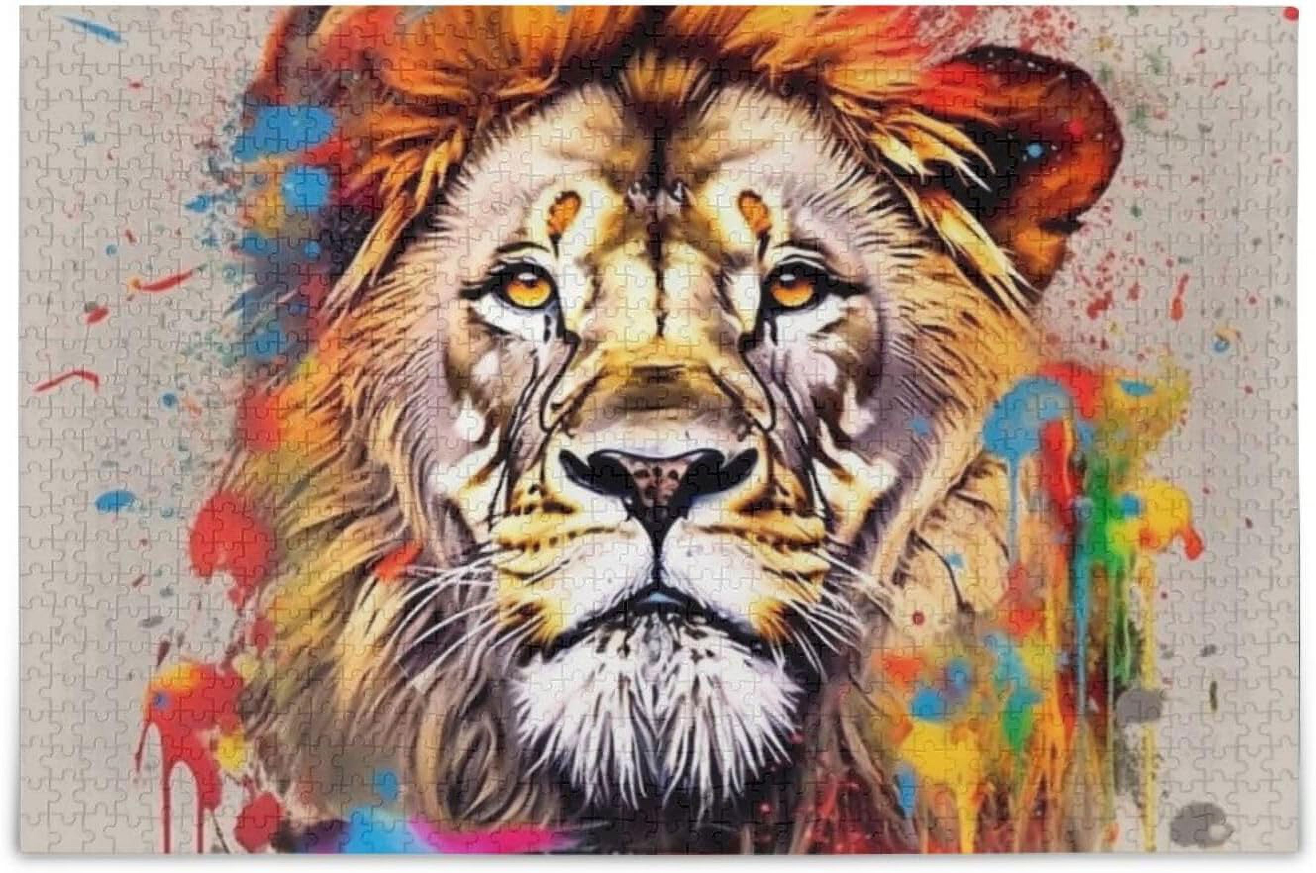 Hotbar Splatter Lion Jigsaw Puzzle, 1000 Pieces Paper Wood Composite