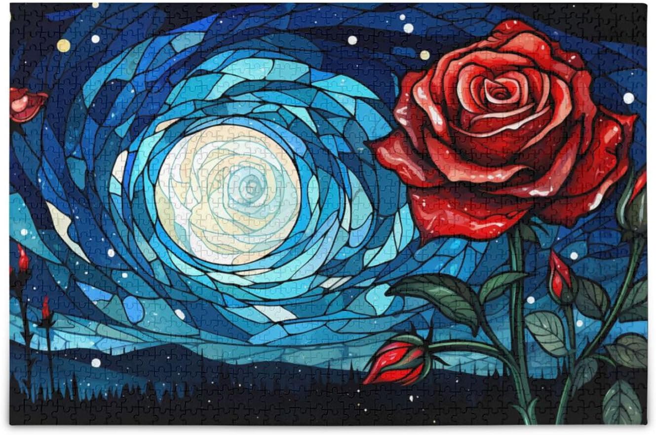 Hotbar Van Gogh Style Night Rose Jigsaw Puzzle, 1000 Pieces Paper Wood