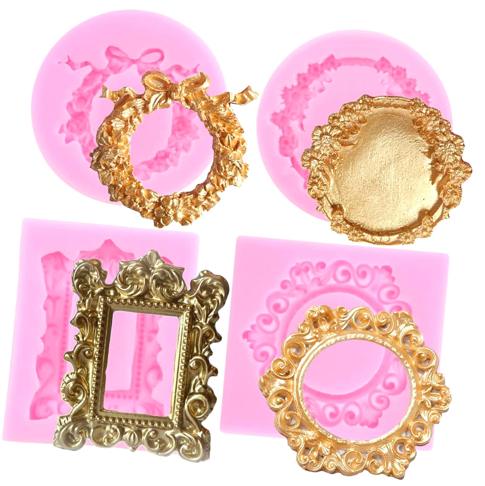 Hotbar Vintage Frame Cupcake Fondant Baroque Style Fondant Silicone ...