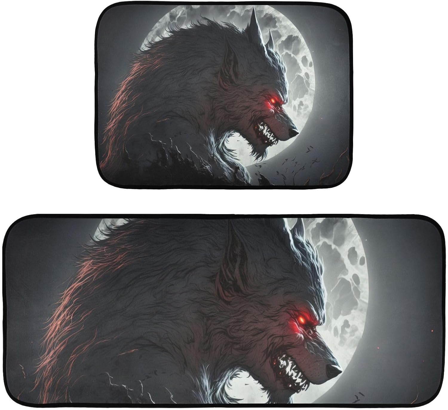 Hotbar Werewolf Night Full Moon Kitchen Rugs 2 Pieces for Floor, Low ...