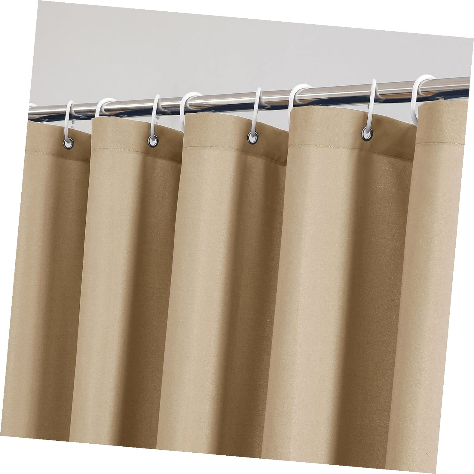Hotbar Zora 78 Inch Shower Curtain Set with 12 Plastic , Plain Taupe ...